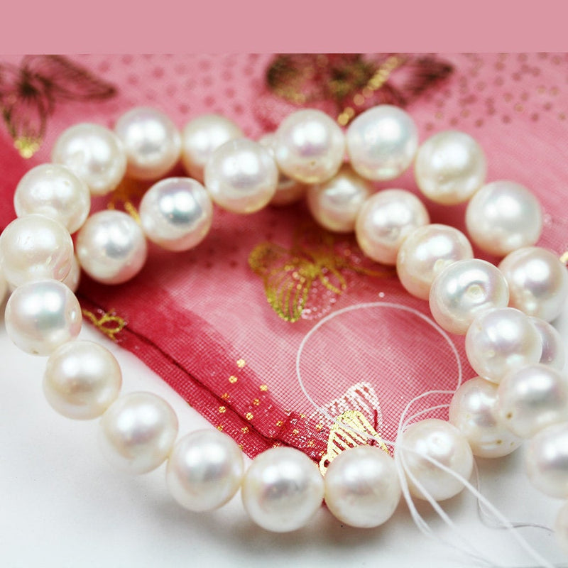 11-12mm White Round baroque Freshwater Pearl Strands,15.5 inch, about 40 beads,0.6mm hole