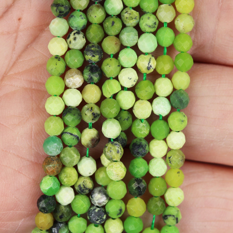 35%off Natural Green Agate, 3mm Faceted Round Gemstone Strand, One full strand , about 110 beads , 0.6mm hole