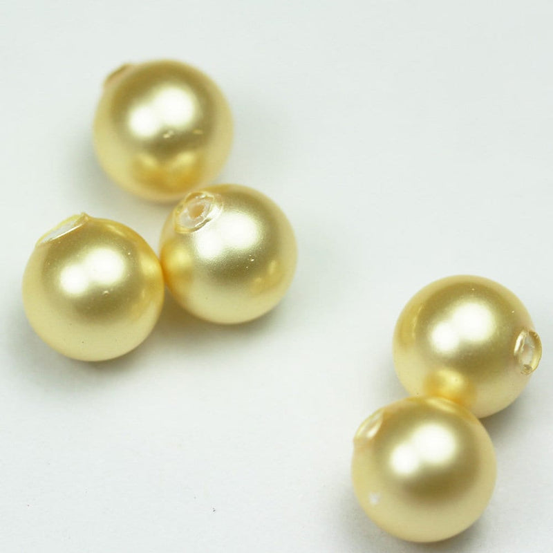 35%off Shell Pearl, 2pairs 10mm Half Drilled Gold Round, for Making earring/Ring , hole 1mm