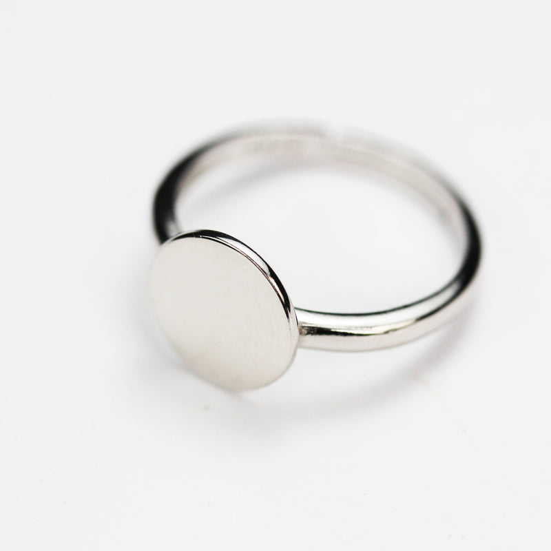 Ring Setting 1pc Adjustable 925 Sterling Silver Jewellery Ring Mounting, Ring Setting,10mm Bezel Ring Blanks