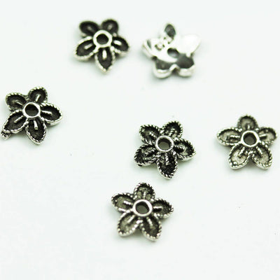 Antiqued Sterling silver 8pcs 7.5mm Jewelry Findings Bead cap, 2.5mm Height filigree cap