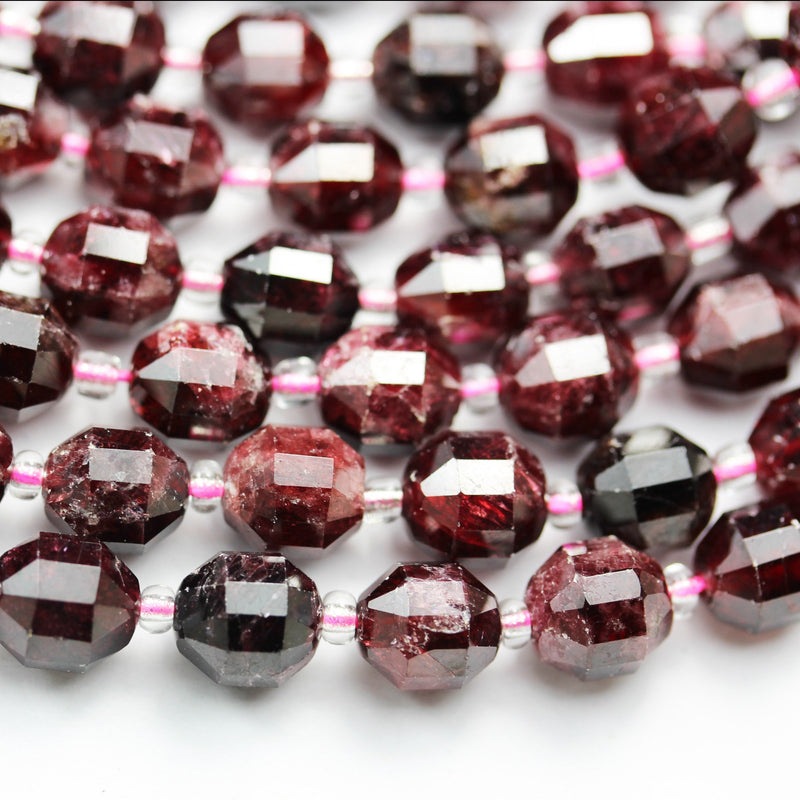 Natural Faceted Garnet, 7.5*8.5mm Faceted Oval Gemstone, 16inch, hole 1mm, about38beads