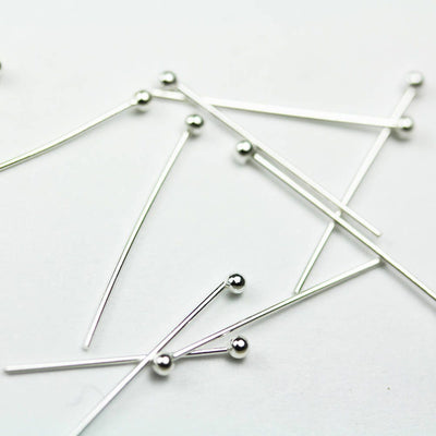 Ball Headpins 20pcs 25mm 23gauge 925 Sterling Silver Jewellery findings Head Pin w/ball End, ball 1.8mm