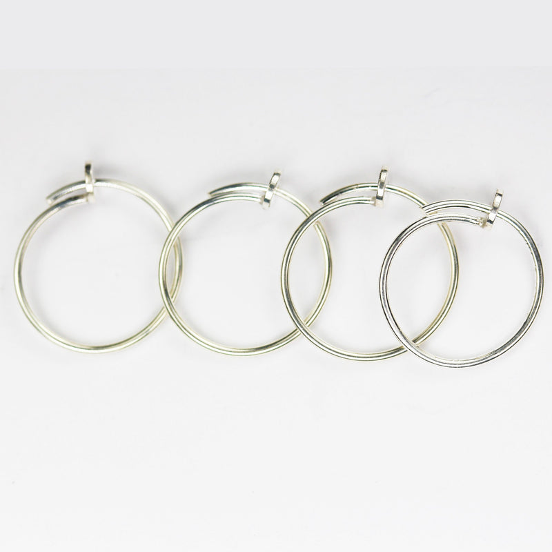 2 Pairs, 15mm 925 Sterling Silver Hoop Earrings , 15mm round 0.95mm thickness