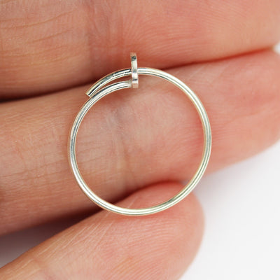 2 Pairs, 15mm 925 Sterling Silver Hoop Earrings , 15mm round 0.95mm thickness