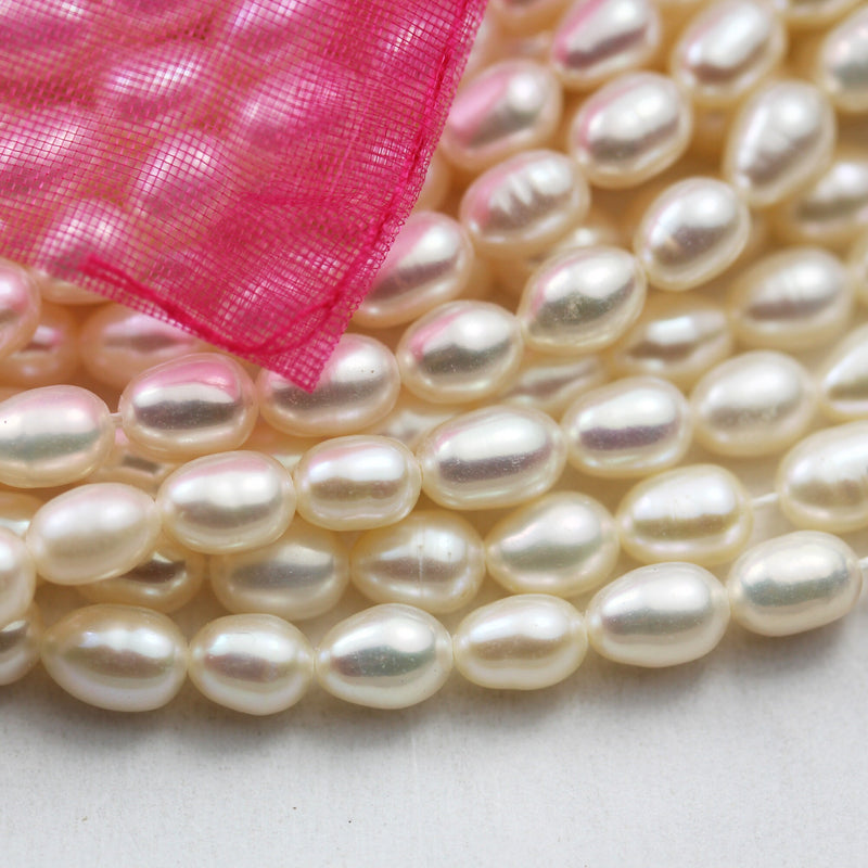 Natural Freshwater Pearl, 8-9mm*6-7mm White Oval Strand, 15.5inch , About 48 beads , 0.6mm hole