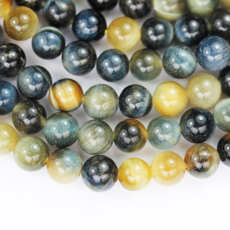 Blue/gold Tiger eye, 6mm Round Gemstone Strand,15.5inch, hole 1mm, about 60beads