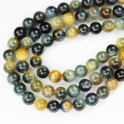 Blue/gold Tiger eye, 6mm Round Gemstone Strand,15.5inch, hole 1mm, about 60beads