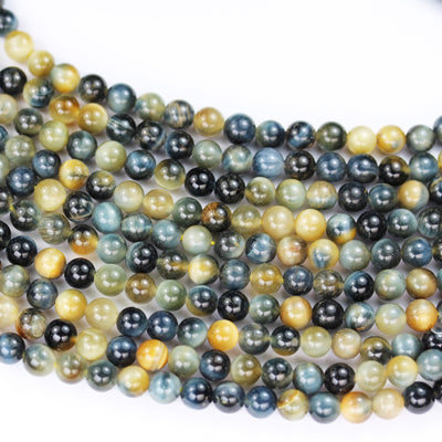 Blue/gold Tiger eye, 6mm Round Gemstone Strand,15.5inch, hole 1mm, about 60beads