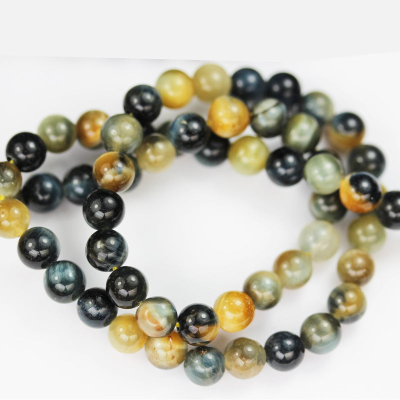 Blue/gold Tiger eye, 6mm Round Gemstone Strand,15.5inch, hole 1mm, about 60beads