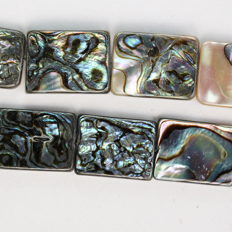 Natural abalone shell beads, 16-19*14.5mm rectangular beads, 2.5-3.5mm thick, 16inch, about 22 beads, 0.6mm hole