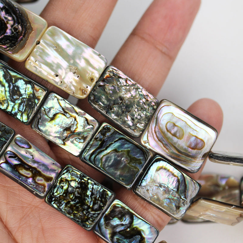 Natural abalone shell beads, 16-19*14.5mm rectangular beads, 2.5-3.5mm thick, 16inch, about 22 beads, 0.6mm hole