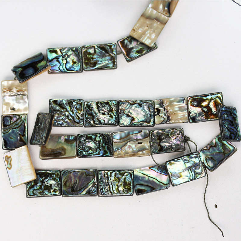 Natural abalone shell beads, 16-19*14.5mm rectangular beads, 2.5-3.5mm thick, 16inch, about 22 beads, 0.6mm hole