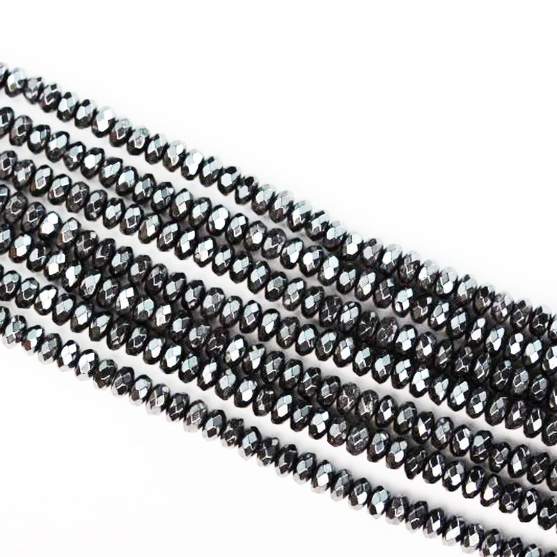 Hematite,6*3mm faceted rondelle shape gemstone beads, hole 1mm,16", about 120 beads