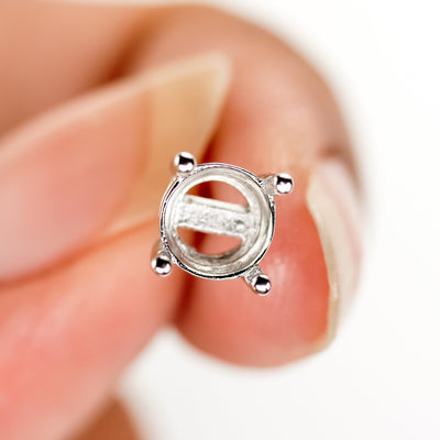 Ear studs setting 2pairs , 4pcs 6mm 925 sterling silver jewellery findings earrings post , fits for 6mm round  beads