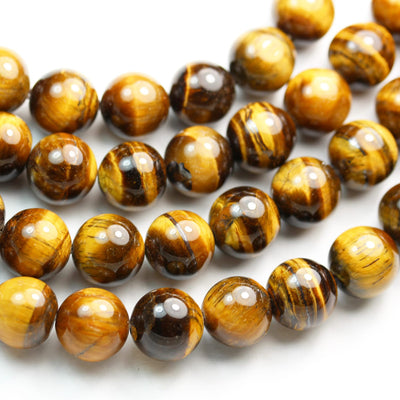 Gold tiger eyes, 12mm round Gemstone Strand, One full strand hole 1mm-GEM1454