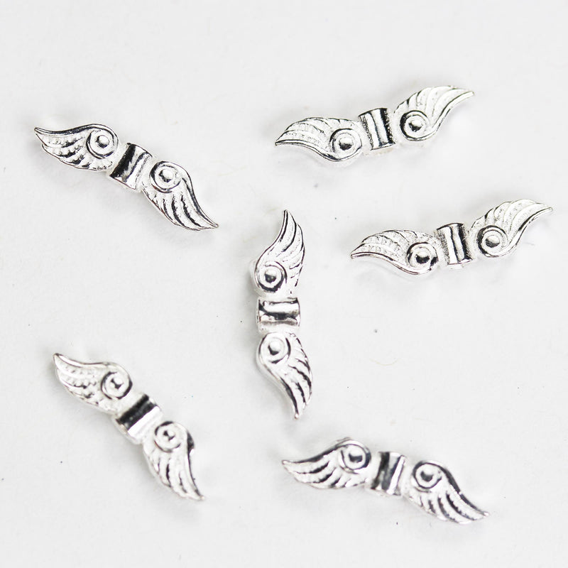 4pcs 925 sterling silver jewellery findings Angel Wing beads, Feather Beads ,14*4mm wings