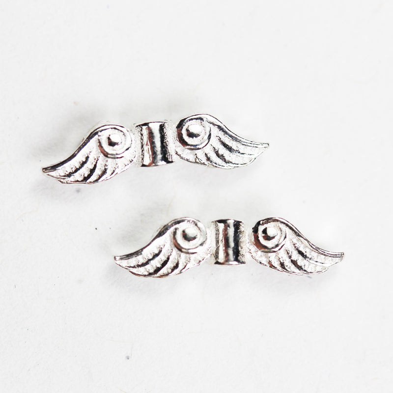 4pcs 925 sterling silver jewellery findings Angel Wing beads, Feather Beads ,14*4mm wings