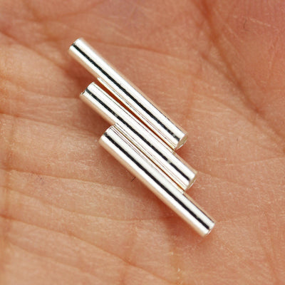 Silver tube beads 20pcs 10*1.5mm diameter 925 sterling silver jewellery findings tube beads, hole0.8 mm