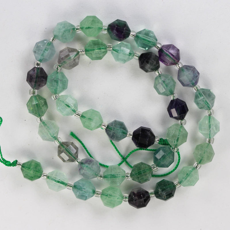 Natural Fluorite, 7.5*8.5mm Faceted Oval Natural Gemstone Beads, 15.5 inch, 1mm hole, about 49 beads