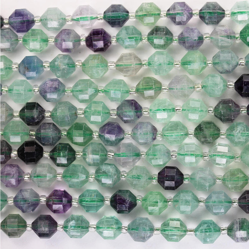 Natural Fluorite, 7.5*8.5mm Faceted Oval Natural Gemstone Beads, 15.5 inch, 1mm hole, about 49 beads