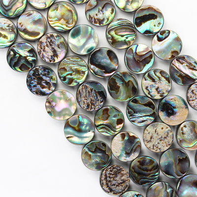 Natural Abalone Shell Beads, 12mm round button beads , 3mm thick, 15.5inch  , about 30 beads, 1mm hole