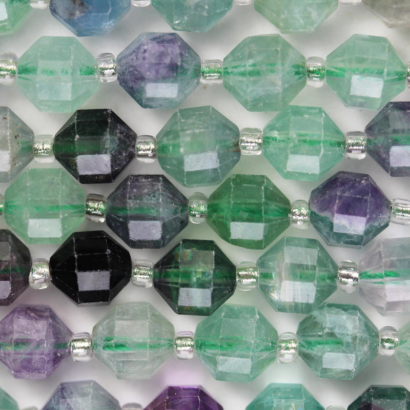 Natural Fluorite, 7.5*8.5mm Faceted Oval Natural Gemstone Beads, 15.5 inch, 1mm hole, about 49 beads