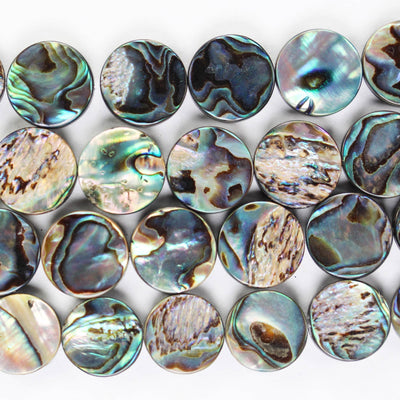 Natural Abalone Shell Beads, 16mm round button beads , 3.5mm thick, 15.5inch, about 25 beads, 0.6mm hole