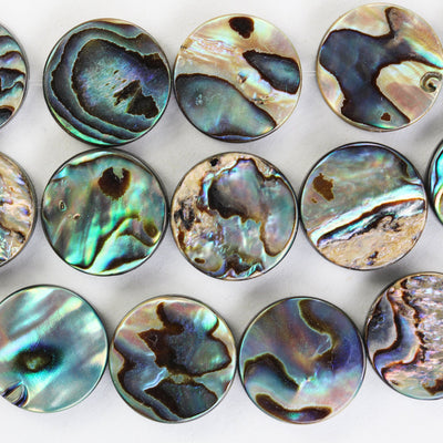 Natural Abalone Shell Beads, 16mm round button beads , 3.5mm thick, 15.5inch, about 25 beads, 0.6mm hole