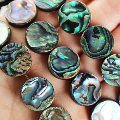 Natural Abalone Shell Beads, 16mm round button beads , 3.5mm thick, 15.5inch, about 25 beads, 0.6mm hole