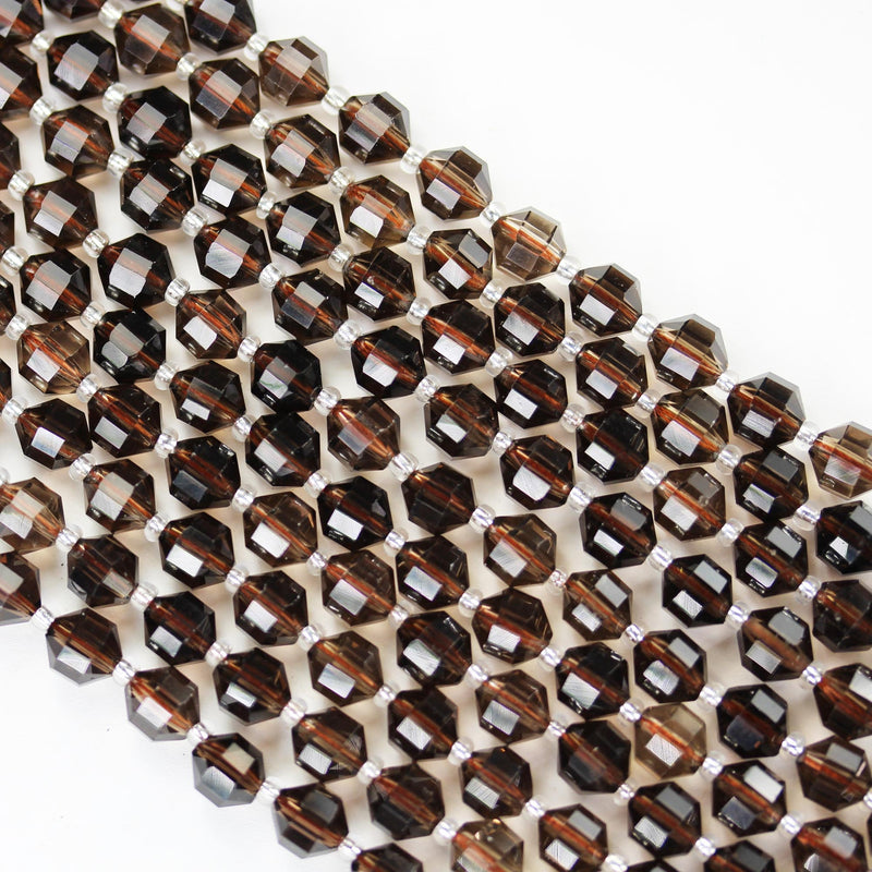 Smoky Quartz, 7*8mm faceted oval gemstone strand, one full strand smoky color, 16inch, about 38 beads