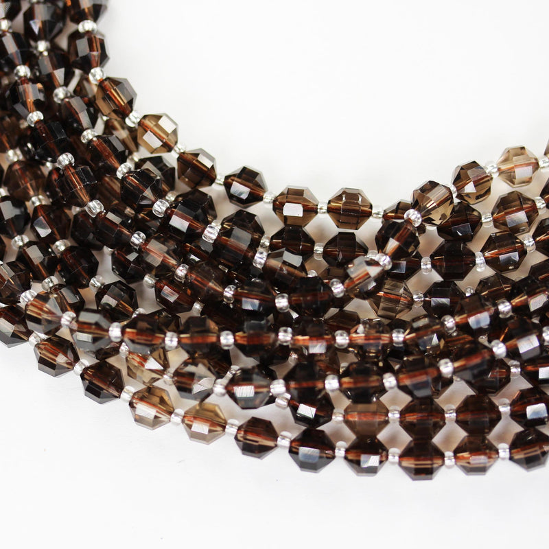 Smoky Quartz, 7*8mm faceted oval gemstone strand, one full strand smoky color, 16inch, about 38 beads