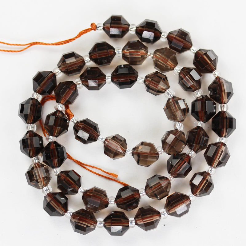 Smoky Quartz, 7*8mm faceted oval gemstone strand, one full strand smoky color, 16inch, about 38 beads