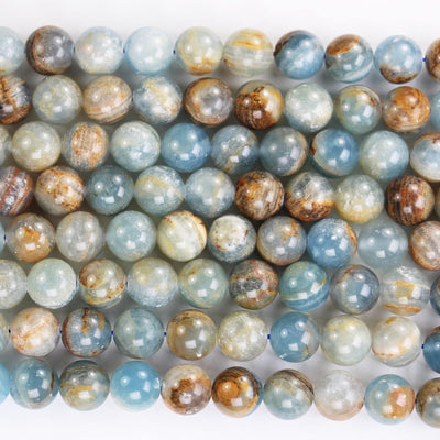 Natural Blue Calcite, 10mm round gemstone, one full strand 40 beads, gemstone beads, 16", 1mm hole