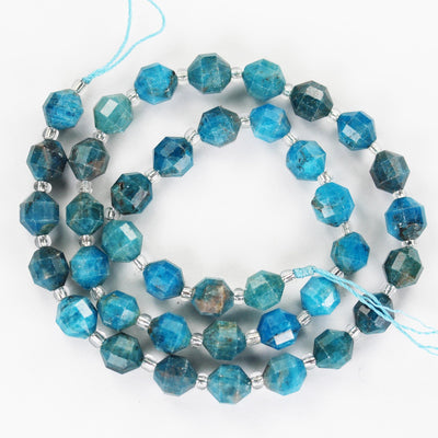 Natural Apatite, 7*8mm faceted oval blue gemstone beads, 15.5 inch, 1mm hole, about 40 beads