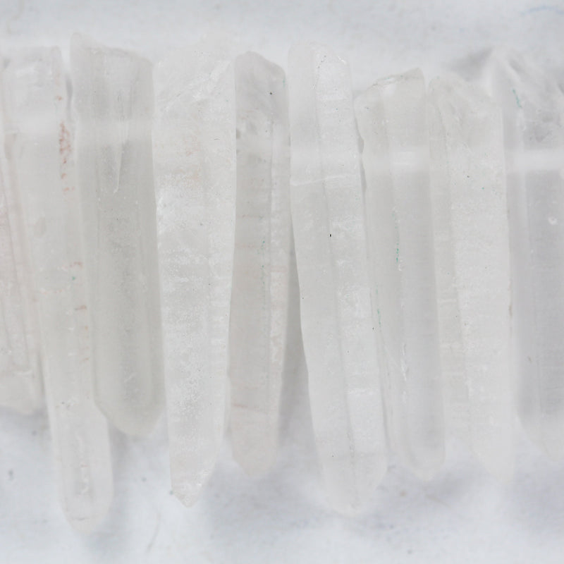 Matte Clear Quartz, natural gemstone stick point beads, 15.5inch, 20-35mm*4-6mm thick, 16" strand