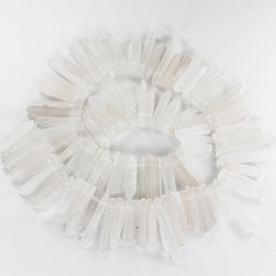 Matte Clear Quartz, natural gemstone stick point beads, 15.5inch, 20-35mm*4-6mm thick, 16" strand