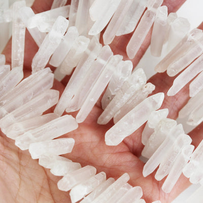 Matte Clear Quartz, natural gemstone stick point beads, 15.5inch, 20-35mm*4-6mm thick, 16" strand