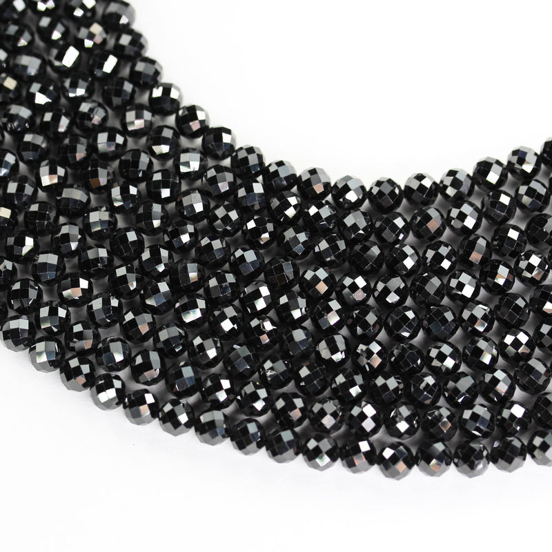 Spinel, 6.5mm faceted round natural gemstone, one full strand ,16", 0.8mm hole