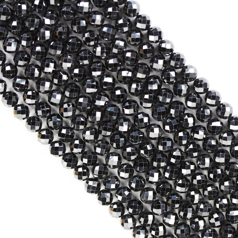 Spinel, 6.5mm faceted round natural gemstone, one full strand ,16", 0.8mm hole