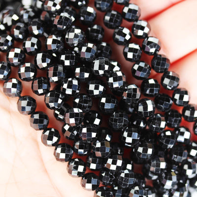 Spinel, 6.5mm faceted round natural gemstone, one full strand ,16", 0.8mm hole