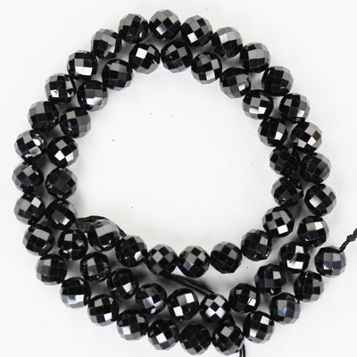 Spinel, 6.5mm faceted round natural gemstone, one full strand ,16", 0.8mm hole