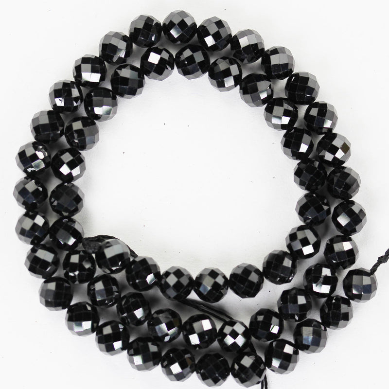 Spinel, 6.5mm faceted round natural gemstone, one full strand ,16", 0.8mm hole