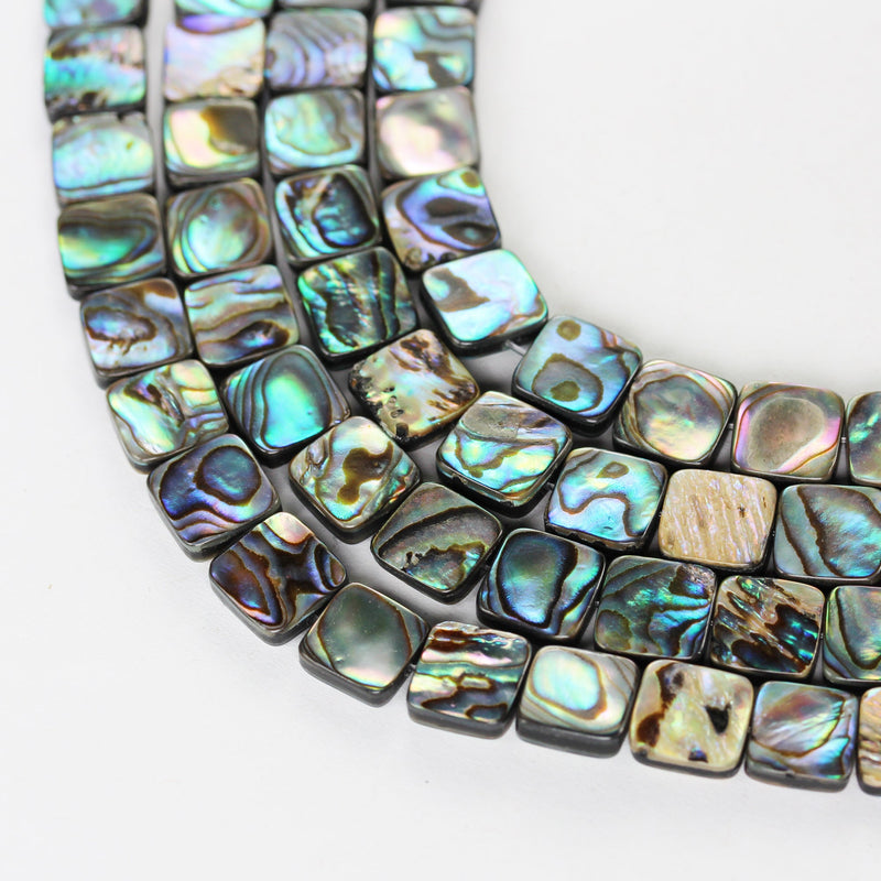 Abalone Shell, 10mm Square Beads Strand, One full strand , about 40 beads , 0.6mm