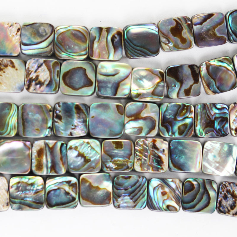 Abalone Shell, 10mm Square Beads Strand, One full strand , about 40 beads , 0.6mm