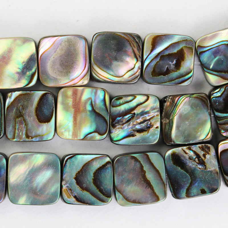 Abalone Shell, 10mm Square Beads Strand, One full strand , about 40 beads , 0.6mm