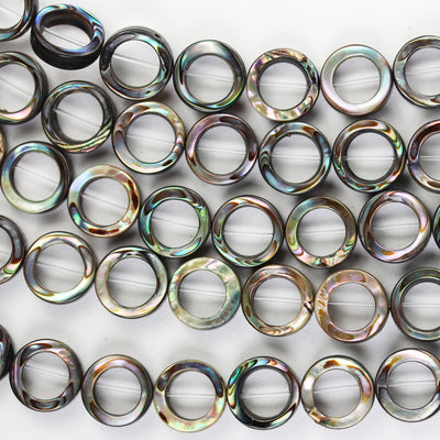 Natural Abalone Shell Beads, 10mm round donut beads , 3mm thick, 15.5inch  , about 40 beads, 0.6mm hole