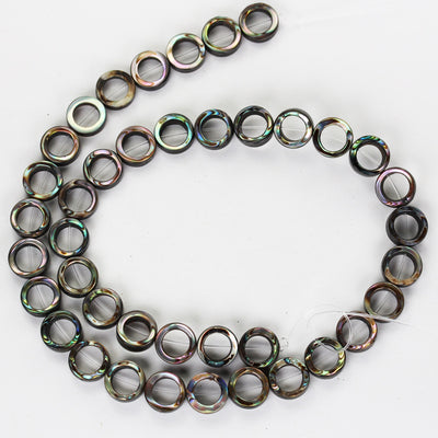 Natural Abalone Shell Beads, 10mm round donut beads , 3mm thick, 15.5inch  , about 40 beads, 0.6mm hole