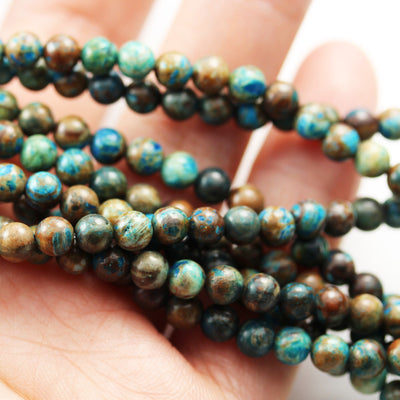 4mm round blue calsilica jasper ,aqua terra jasper gemstone beads, 16 inch, 1mm hole, about 90pcs