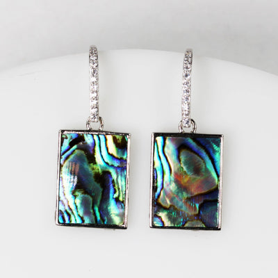 2pcs Natural Abalone Shell Pendant, Rectangular Silver Plated Shape with Loop, size 15mm*20mm